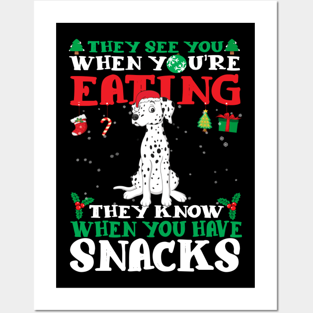 Christmas Dog Eating Snacks Wall Art by CyberpunkTees